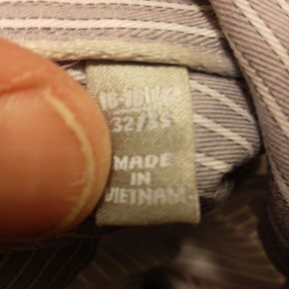 Hickey Freeman dress shirt L Large 16-16.5 32-33 blue Stripe button long sleeve - Picture 7 of 9